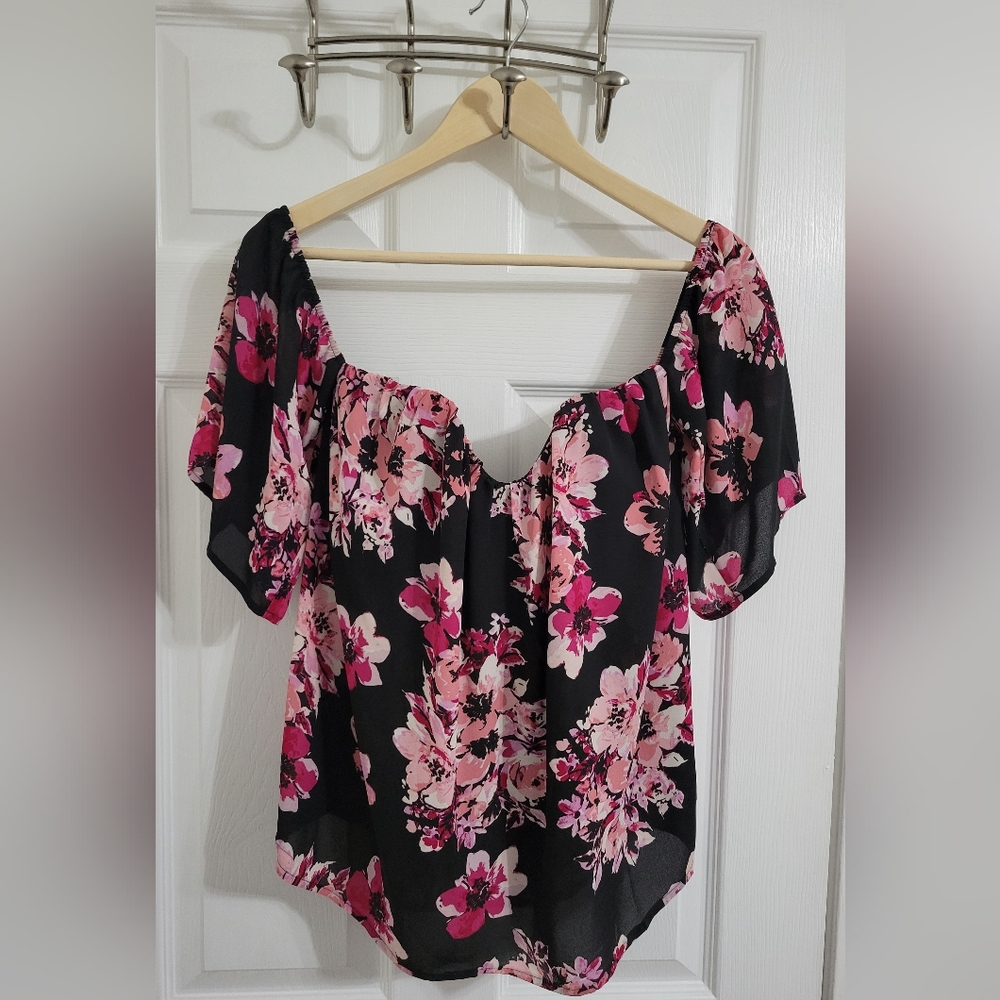 Charlotte Russe Off The Shoulder Flower Top